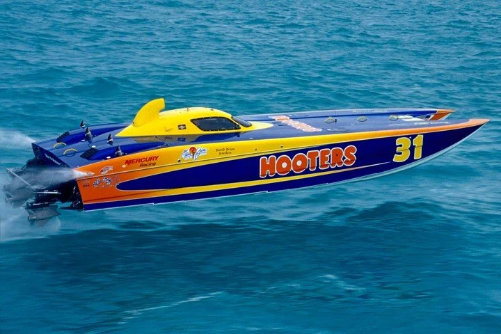 Good times! You wouldn't believe what girls do, when you drive by them, in the Hooters race boat, slowly. 