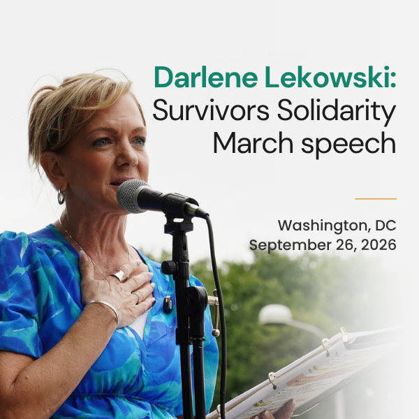 National Speaker, bestselling author and survivor Darlene Lekowski delivers poignant speech at inaugural Survivors’ Solidarity March