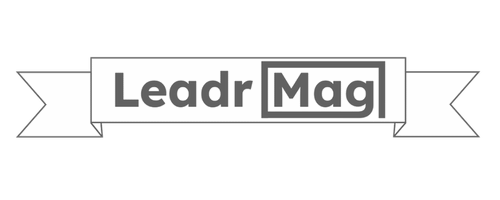 Leadr Mag logo with a banner design