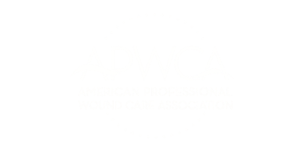 Logo of the American Professional Wound Care Association (APWCA) with the acronym and full name on a black background surrounded by a dotted circle.