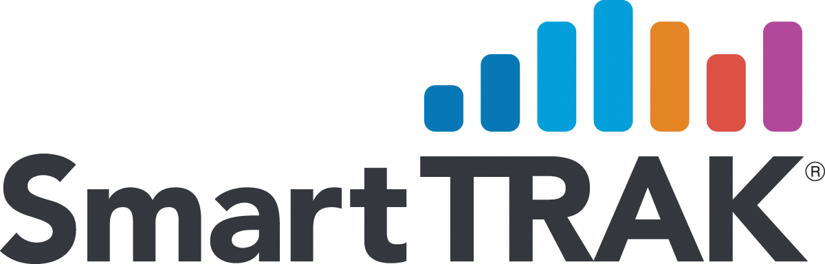 SmartTRAK logo with stylized upward trending bar graph in blue, orange, and purple.