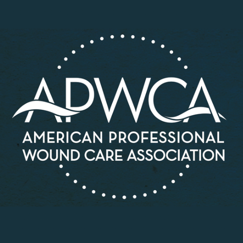 Logo of the American Professional Wound Care Association (APWCA) with a dark background and white text.