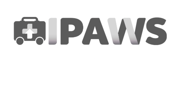 Logo for the International Post-Acute Woundcare Summit featuring the word 'IPAWS' with a stylized ambulance icon.
