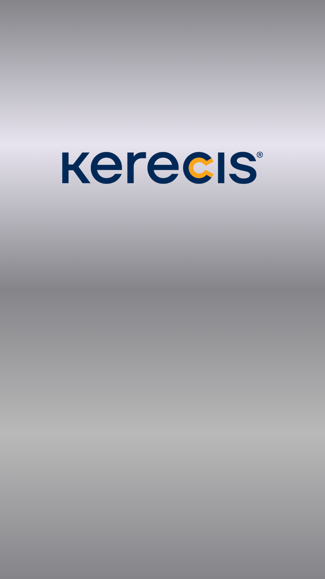 Kerecis logo in the center on a gray gradient background.