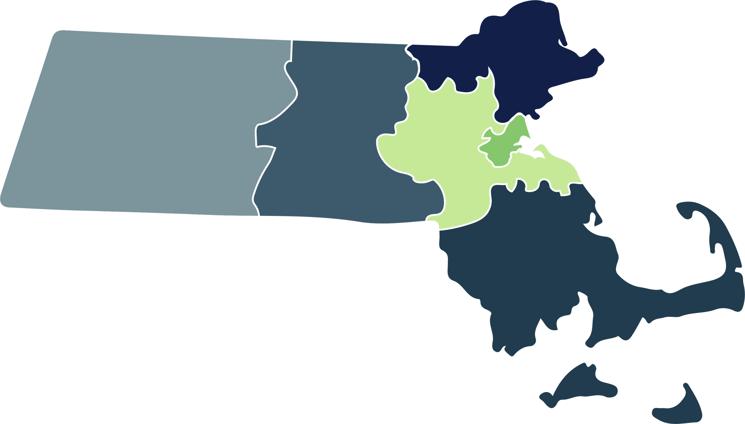 Map showing the northeastern United States, including regions of Massachusetts.