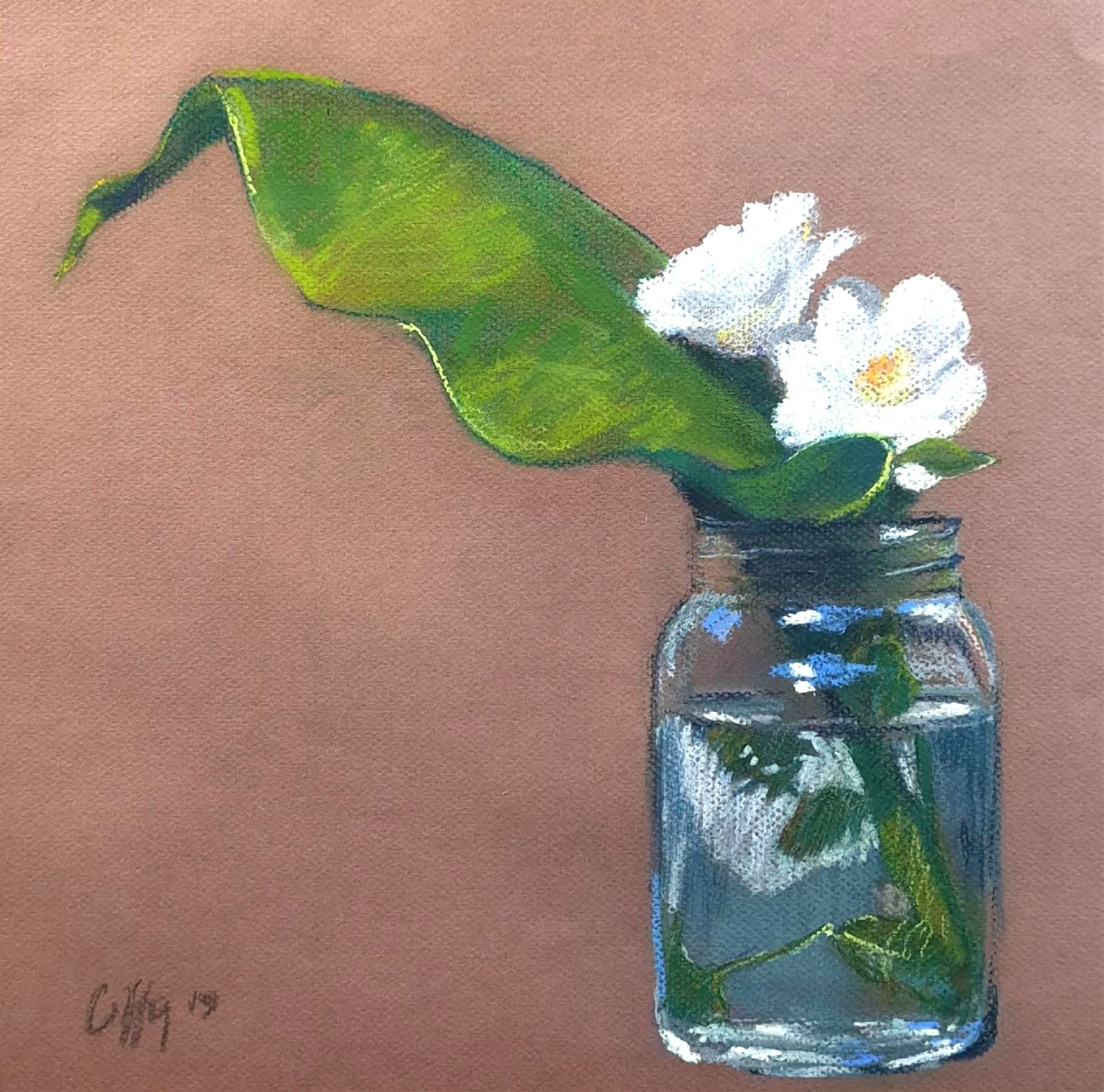 Pastel painting of an Arum leaf