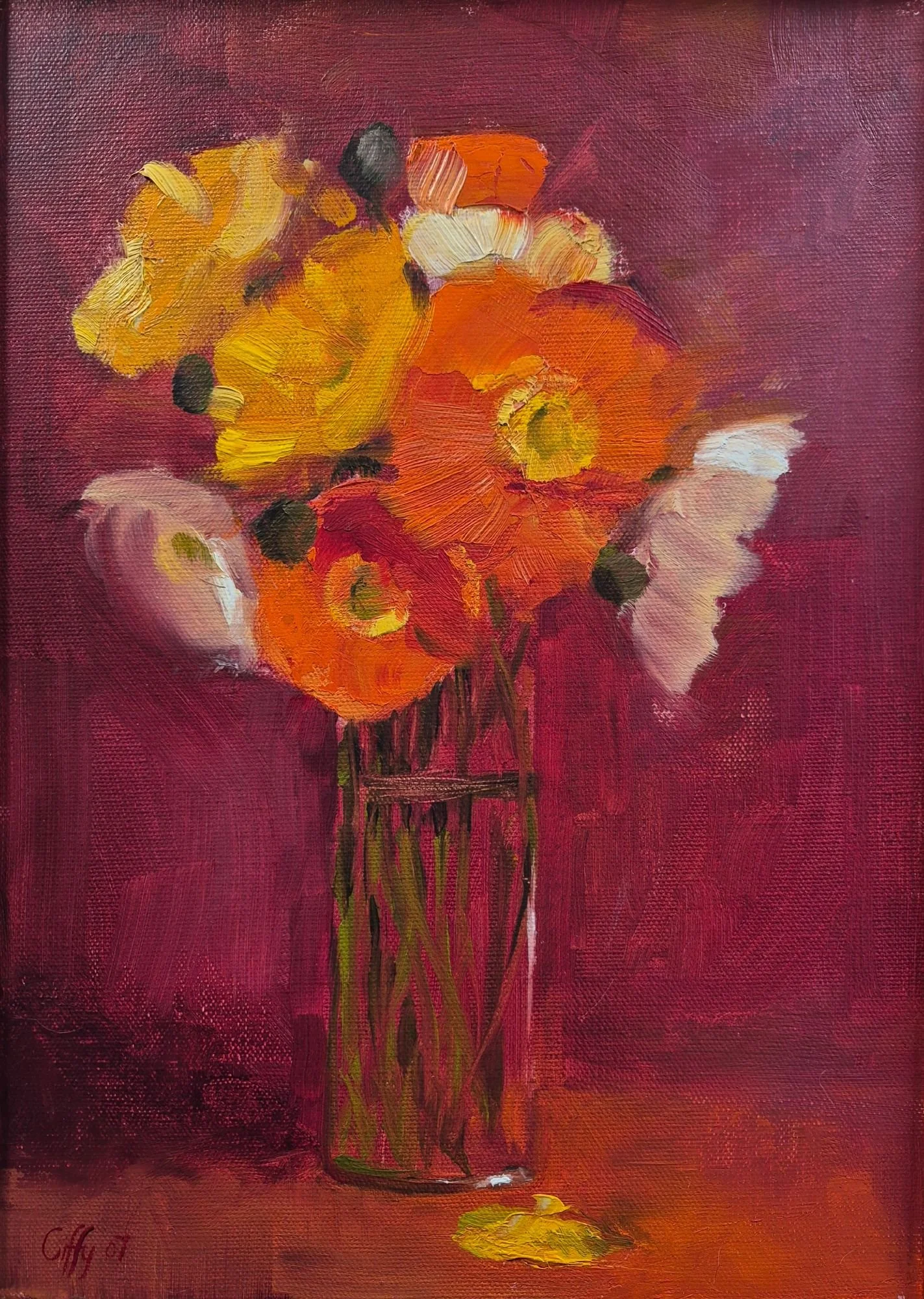 oil painting of poppies