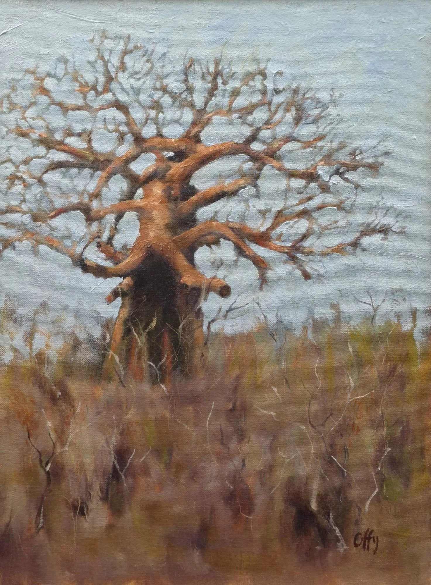 oil painting of baobab tree