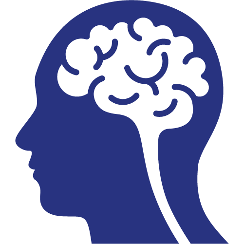 Silhouette of a human head in profile with a brain outline inside.