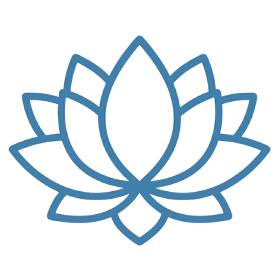 Outline of a blue lotus flower with multiple petals.