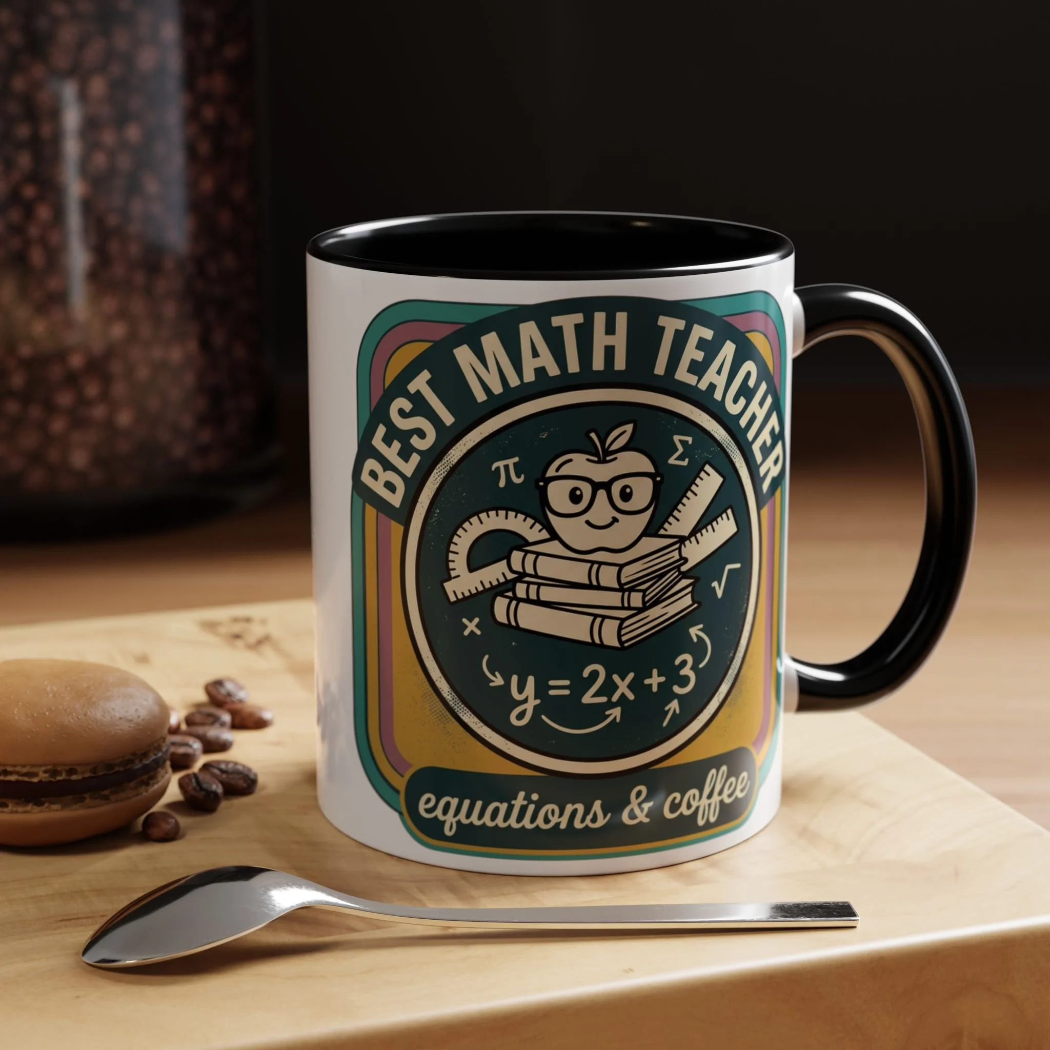 Funny Math Teacher Gift Mug – Best Math Teacher Coffee Cup | Retro Teacher Appreciation Gift | Equations & Coffee Ceramic Mug