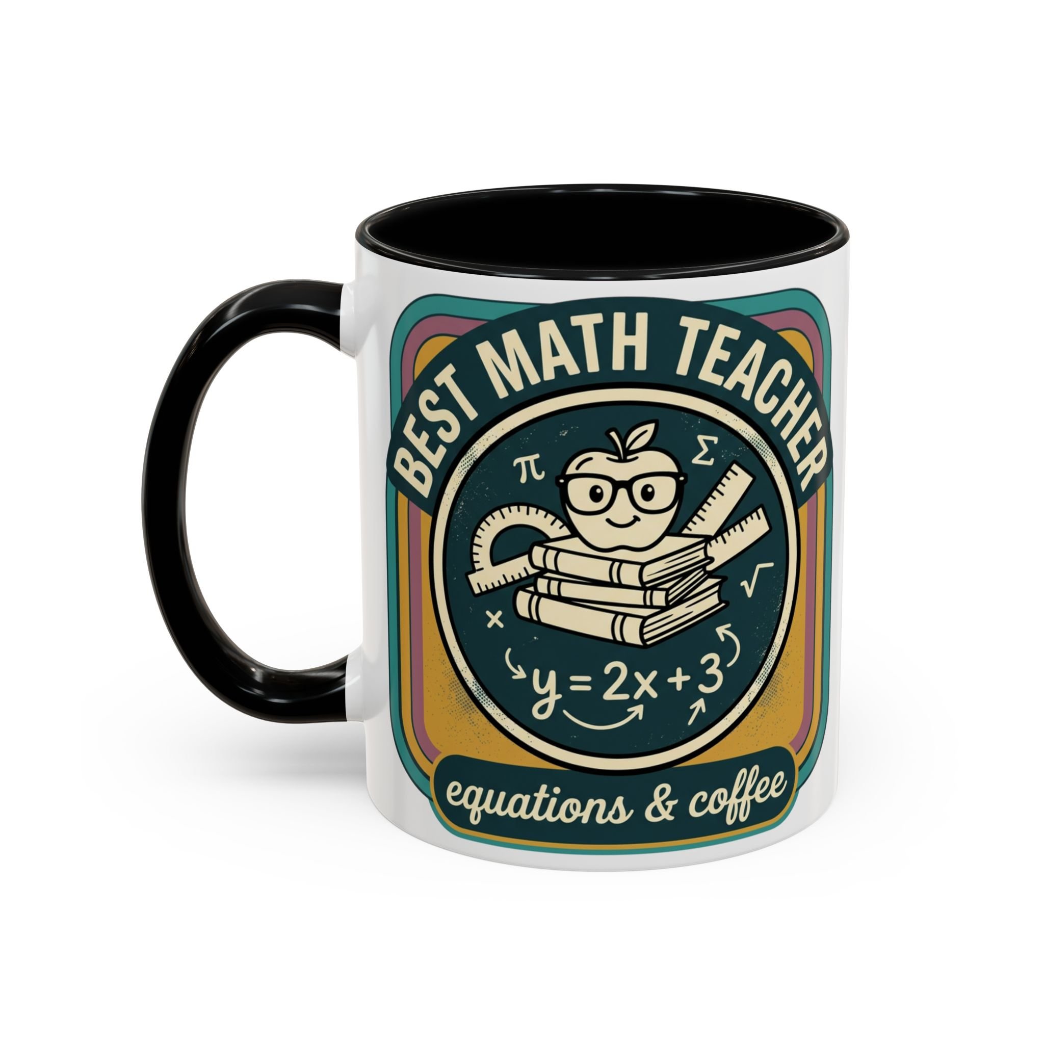 Funny Math Teacher Gift Mug – Best Math Teacher Coffee Cup | Retro Teacher Appreciation Gift | Equations & Coffee Ceramic Mug