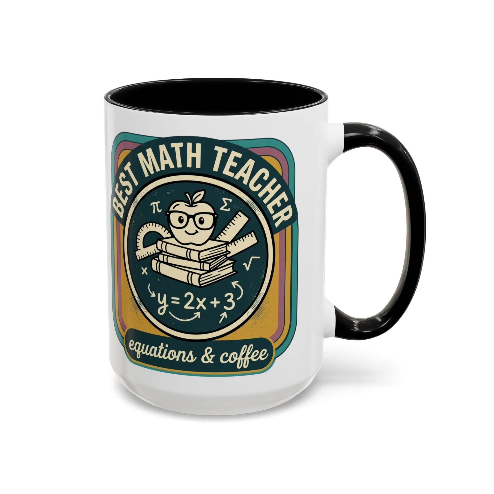 Funny Math Teacher Gift Mug – Best Math Teacher Coffee Cup | Retro Teacher Appreciation Gift | Equations & Coffee Ceramic Mug
