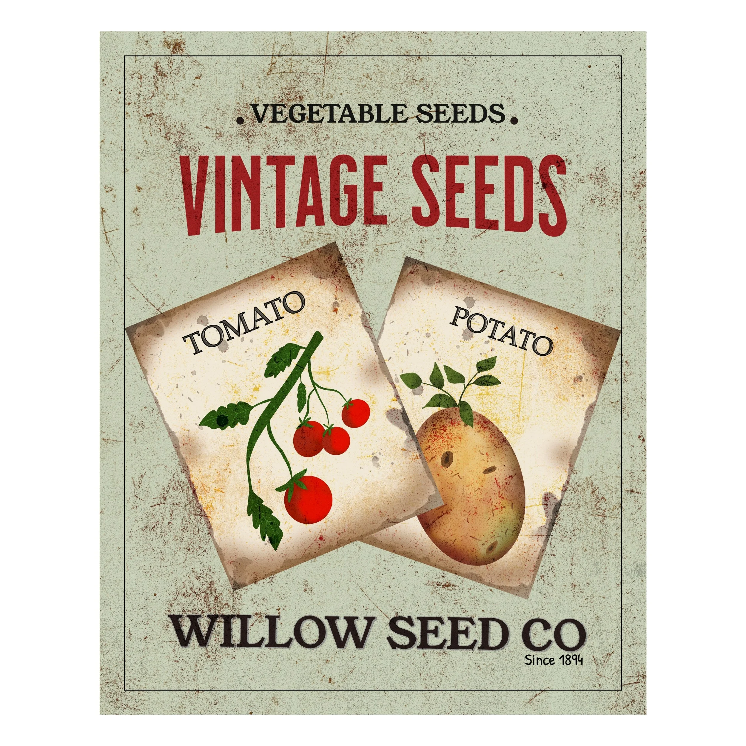 Green Vegetable Vintage Seed Packet Sign | Rustic Garden Wall Decor | Gardener Wall Art