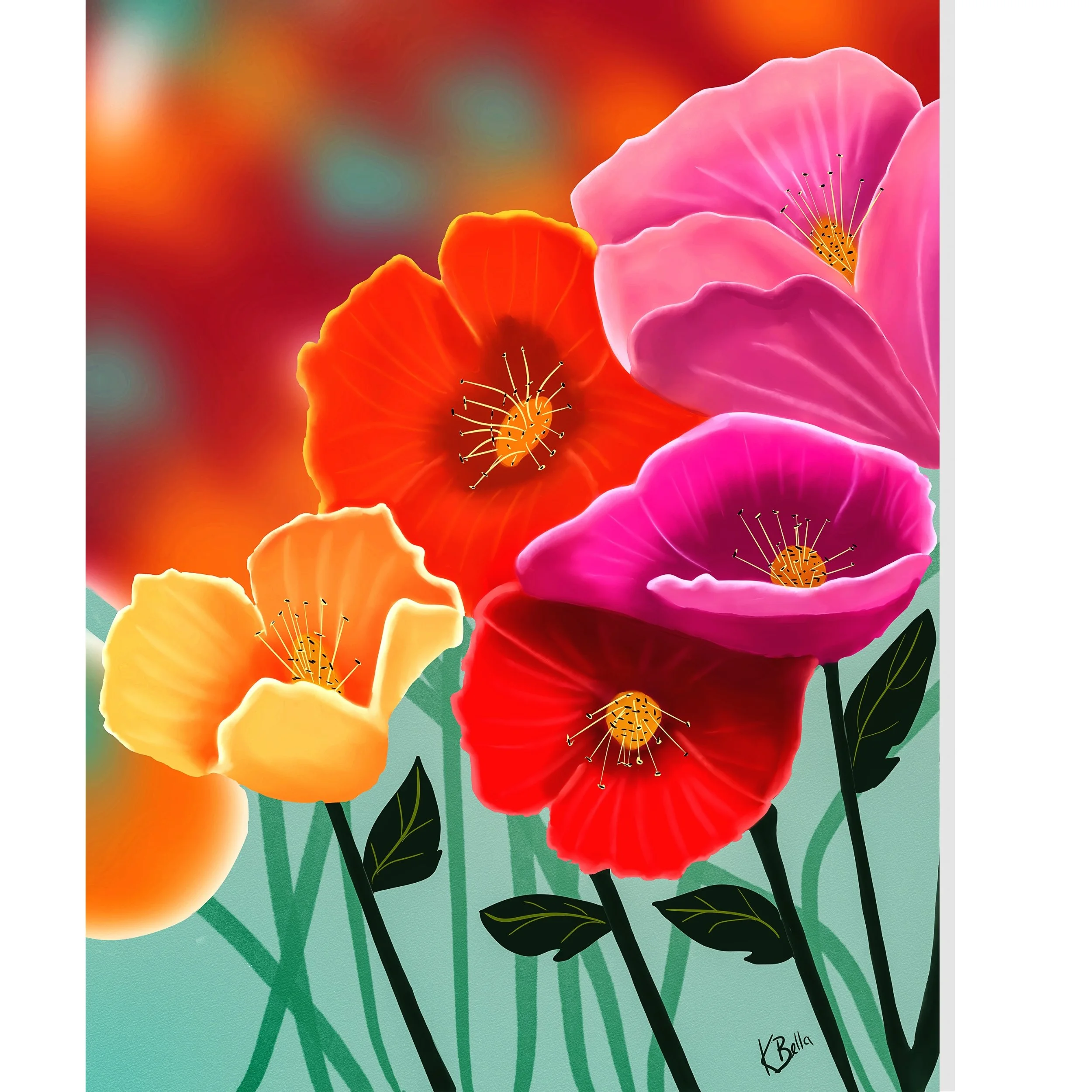 Modern Floral Art Print | Colorful Botanical Wall Art, Tote Bag, Journal, Postcard Set