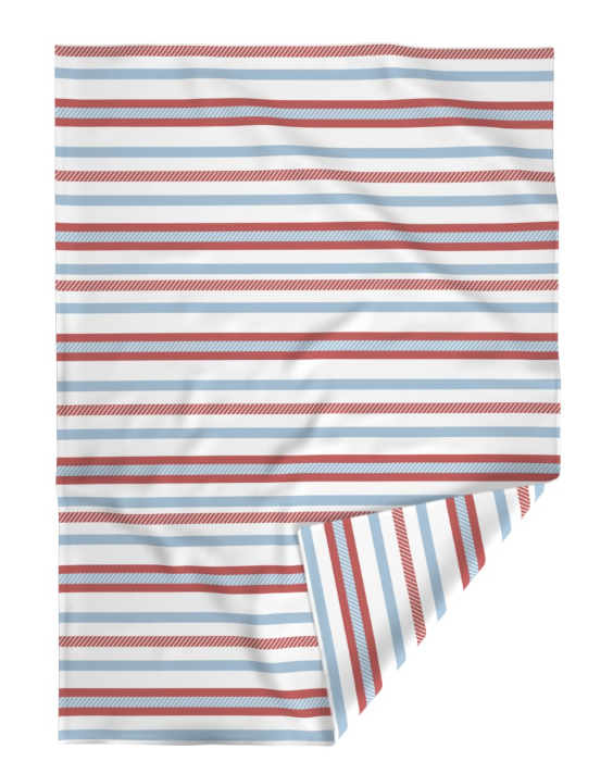 Coastal Stripe Minky Blanket | Nautical Throw Blanket | Soft Beach Cottage Blanket | Patriotic Cozy Throw