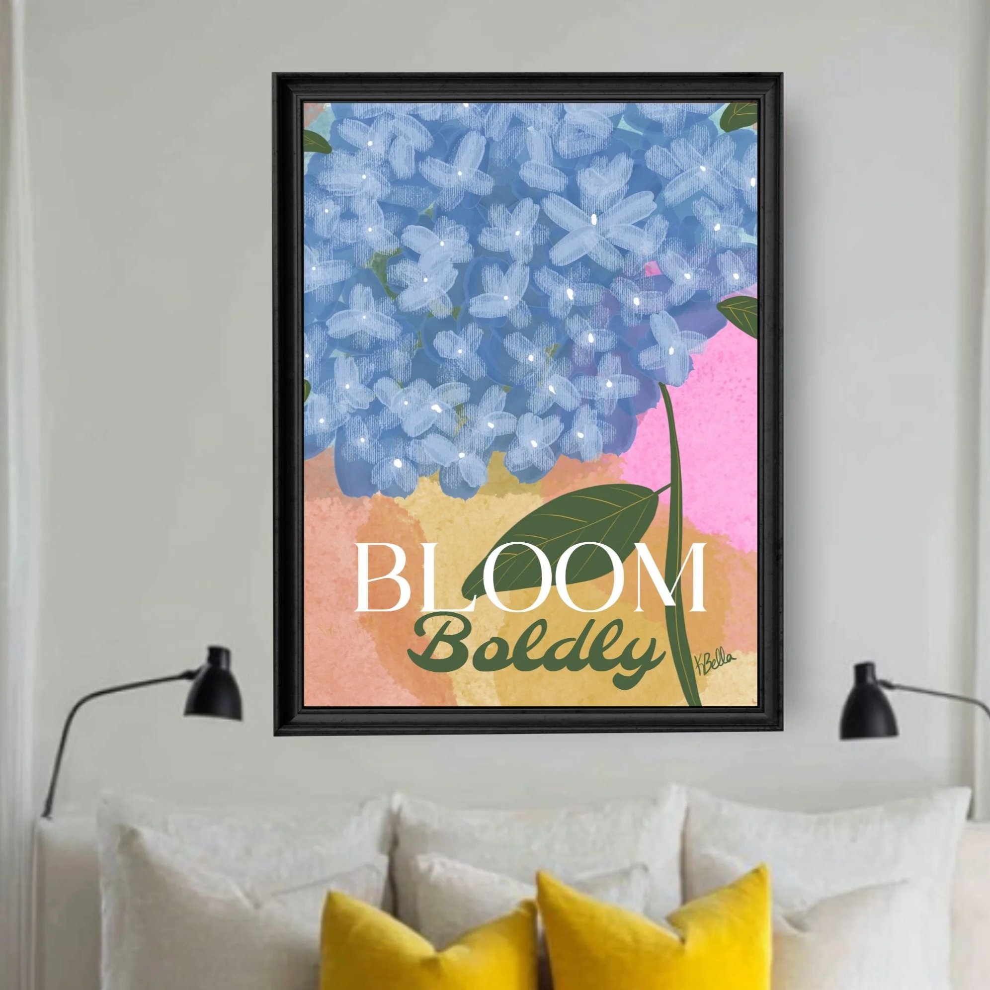 Blue Hydrangea Art - Bloom Boldly Floral Print– Abstract Botanical Wall Art
