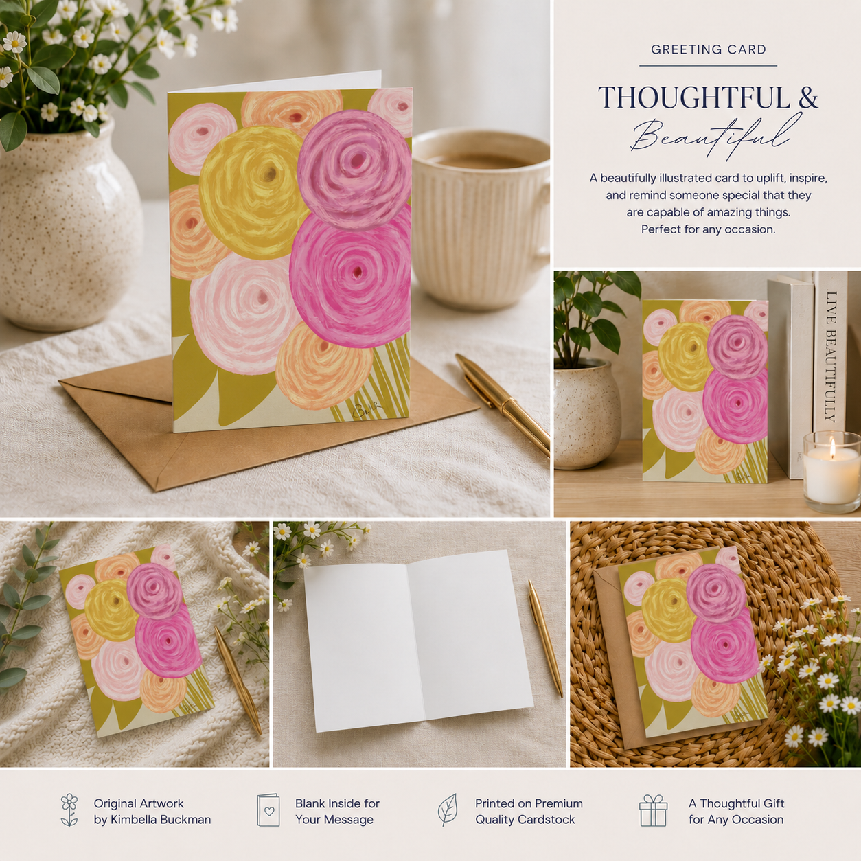 Abstract Floral Greeting Card | Colorful Blank Card | Modern Flower Art Card