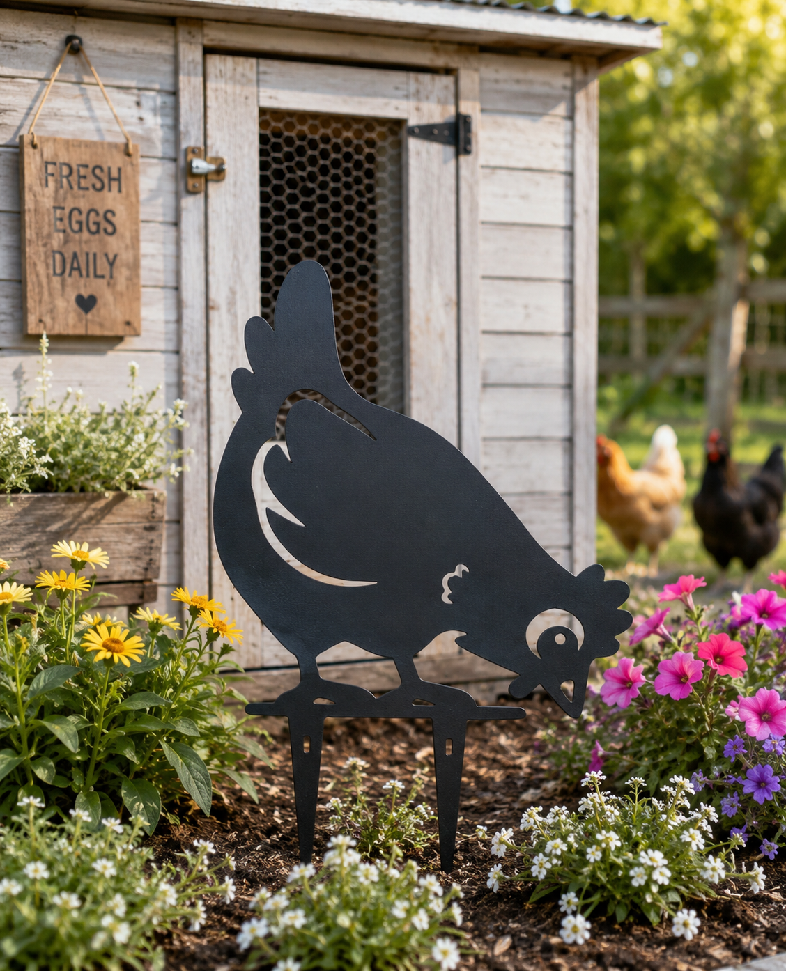 Pecking Chicken Stake Sign