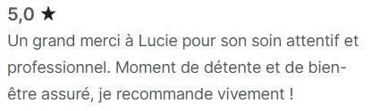 Avis client Planity sur une seance de drainage lymphatique corps a Biarritz avec Lucie Salinas