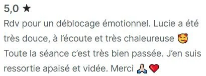 Avis client Planity sur une seance de deblocage emotionnel a Biarritz avec Lucie Salinas
