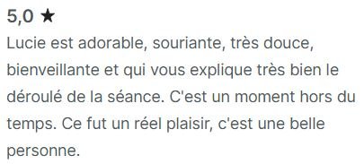 Avis client Planity sur une seance de deblocage emotionnel a Biarritz avec Lucie Salinas