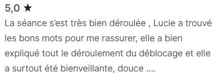 Avis client Planity sur une seance de deblocage emotionnel a Biarritz avec Lucie Salinas
