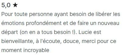 Avis client Planity sur une seance de deblocage emotionnel a Biarritz avec Lucie Salinas