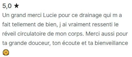 Avis client Planity sur une seance de drainage lymphatique corps a Biarritz avec Lucie Salinas