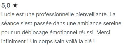 Avis client Planity sur une seance de deblocage emotionnel a Biarritz avec Lucie Salinas