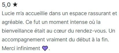 Avis client Planity sur une seance de deblocage emotionnel a Biarritz avec Lucie Salinas