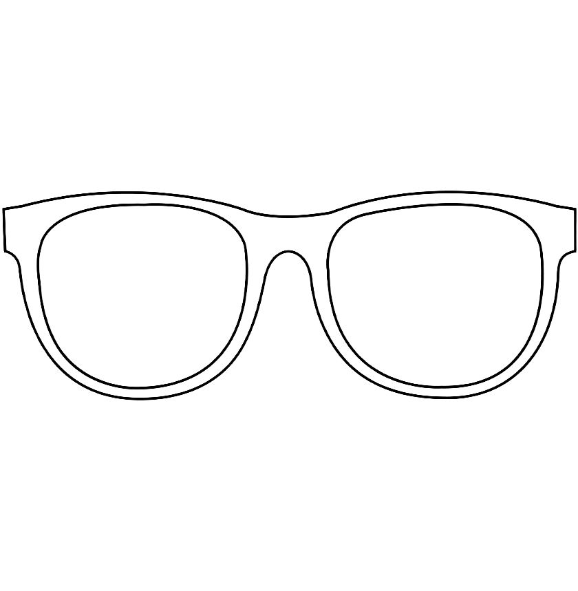 Outline drawing of sunglasses with thick frames.