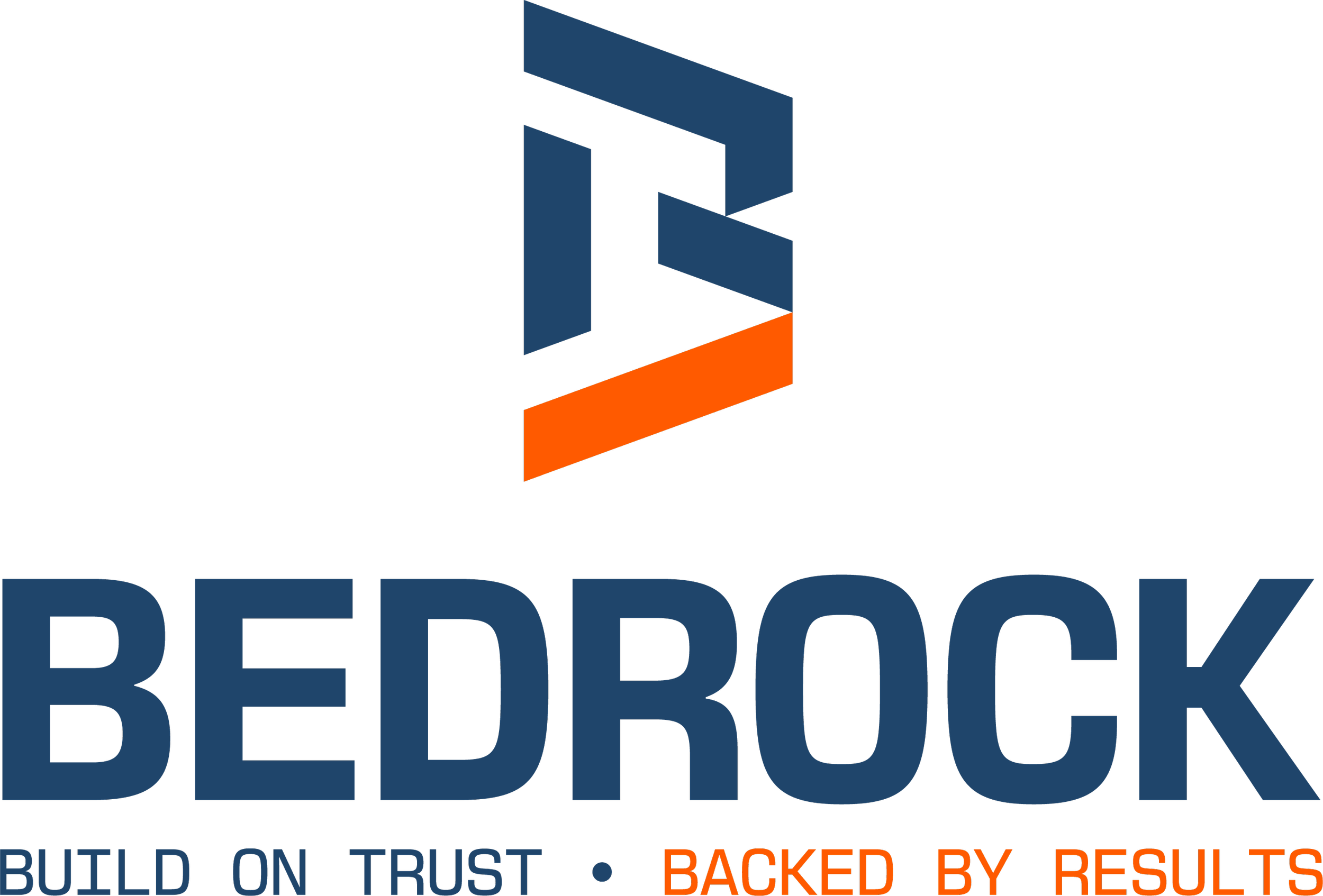 Arrow pointing upwards with the words 'Build on Trust' and 'Backed by Results' below.
