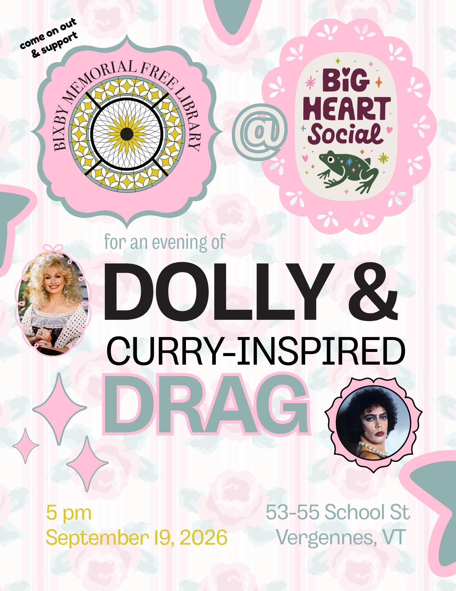 Join us for a evening celebrating two legendary artists: Dolly Parton and Tim Curry inspired drag! Ticket sales will be shared between the performers and a fundraiser for the Bixby Library, in honor of Dolly's Imagination Library. Food and drinks (fu