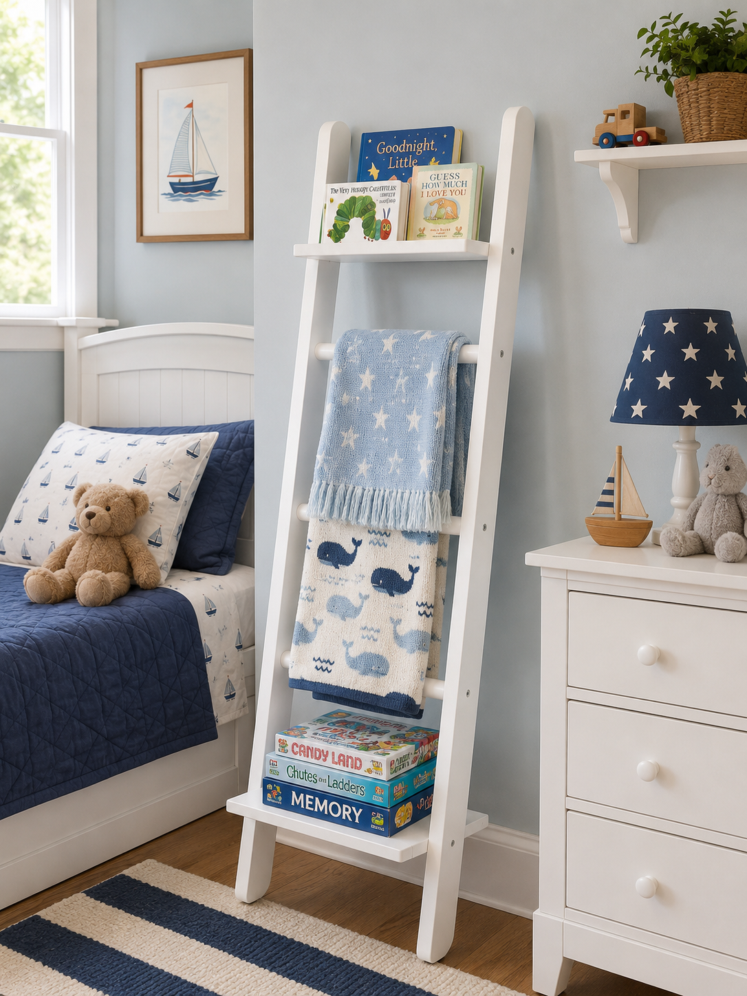 aria_and_timber_66_inch_blanket_ladder_with_shelves_kidsroom.png