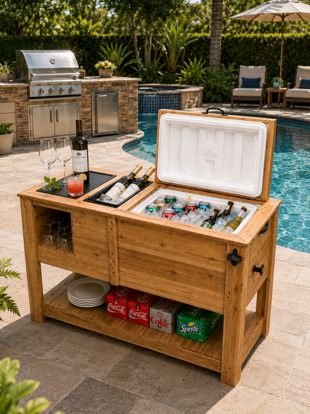 Luxury Cedar Drink Cooler Cabinet