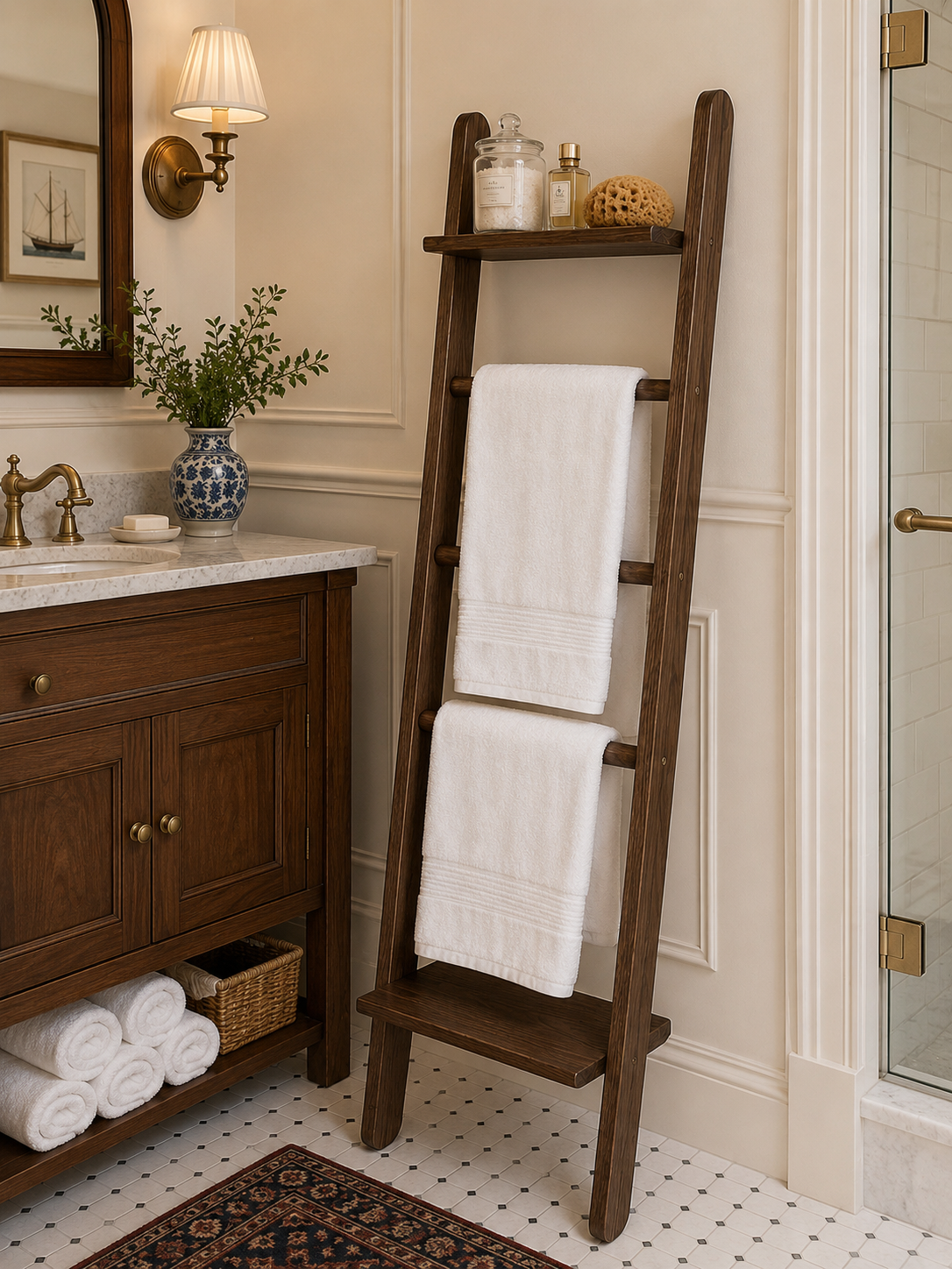 Classic Tall Blanket Ladder With Shelves