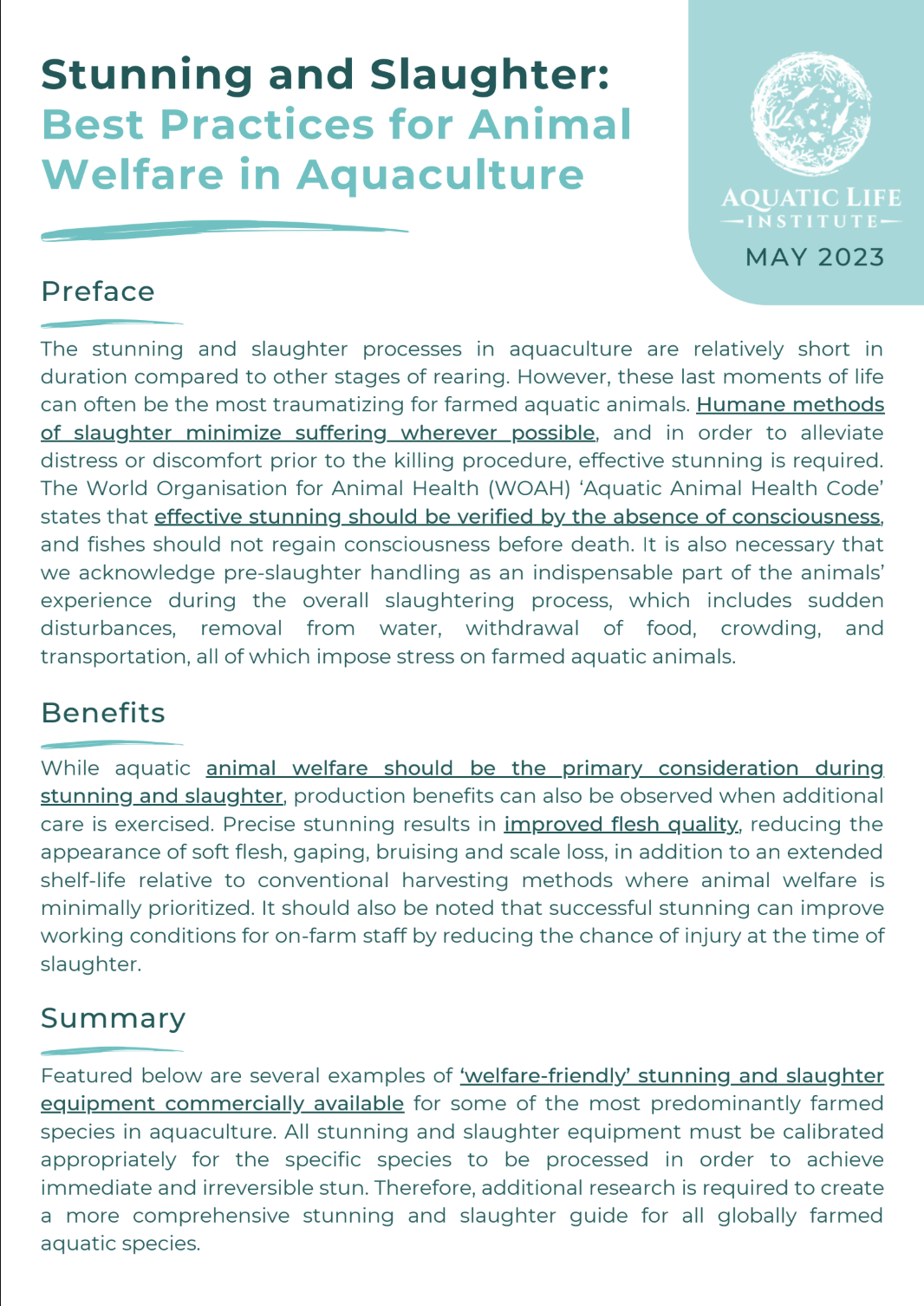 Stunning and Slaughter: Best Practices for Animal Welfare in Aquaculture