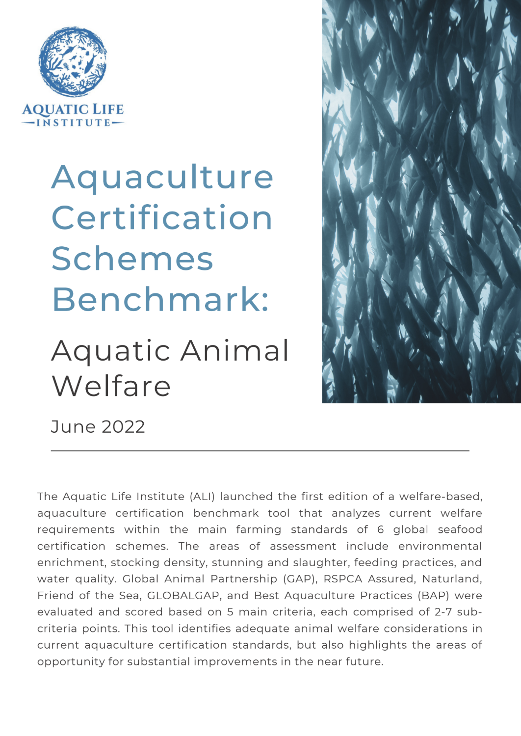 2022 Aquaculture Certification Schemes Benchmark: Aquatic Animal Welfare
