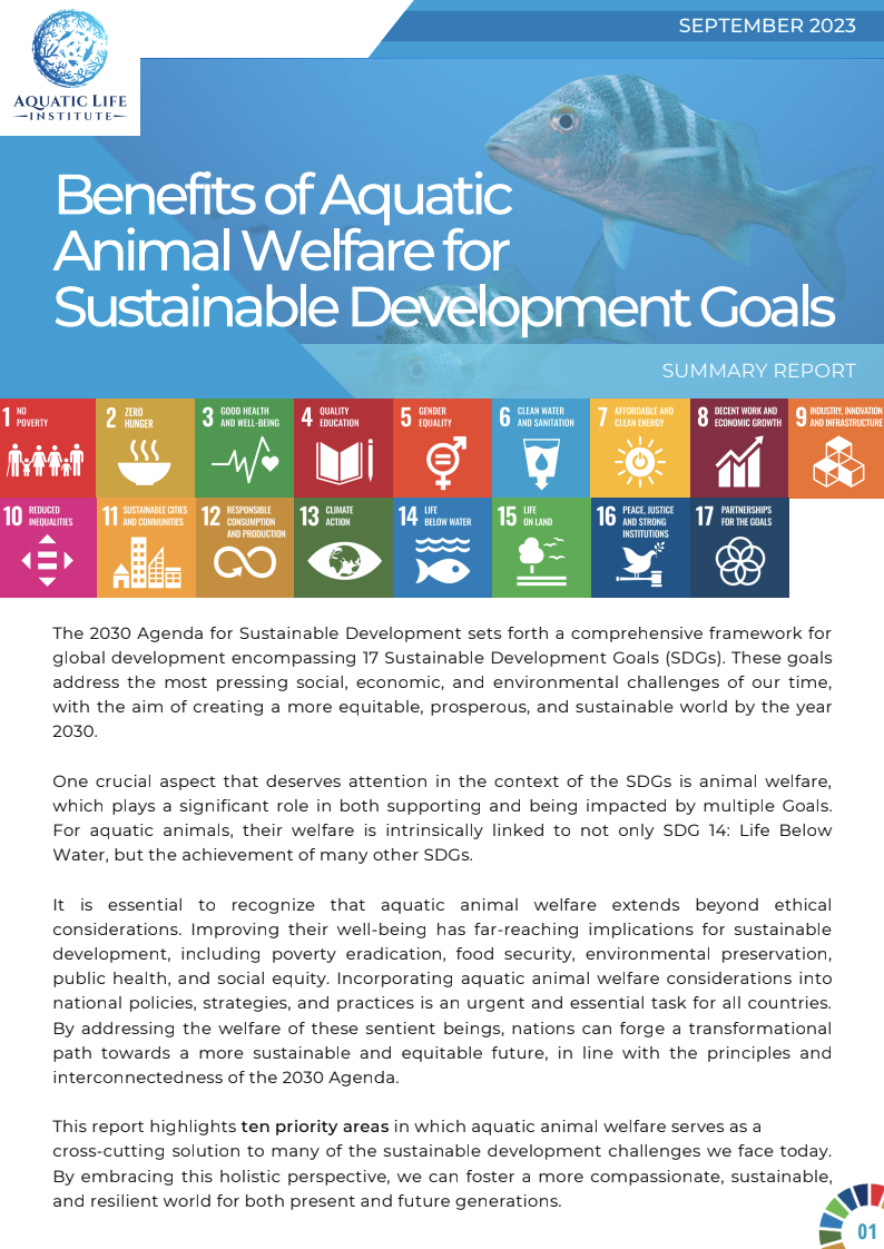 Benefits of Aquatic Animal Welfare for Sustainable Development Goals
