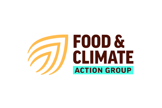 Logo for Food & Climate Action Group with a stylized leaf graphic.