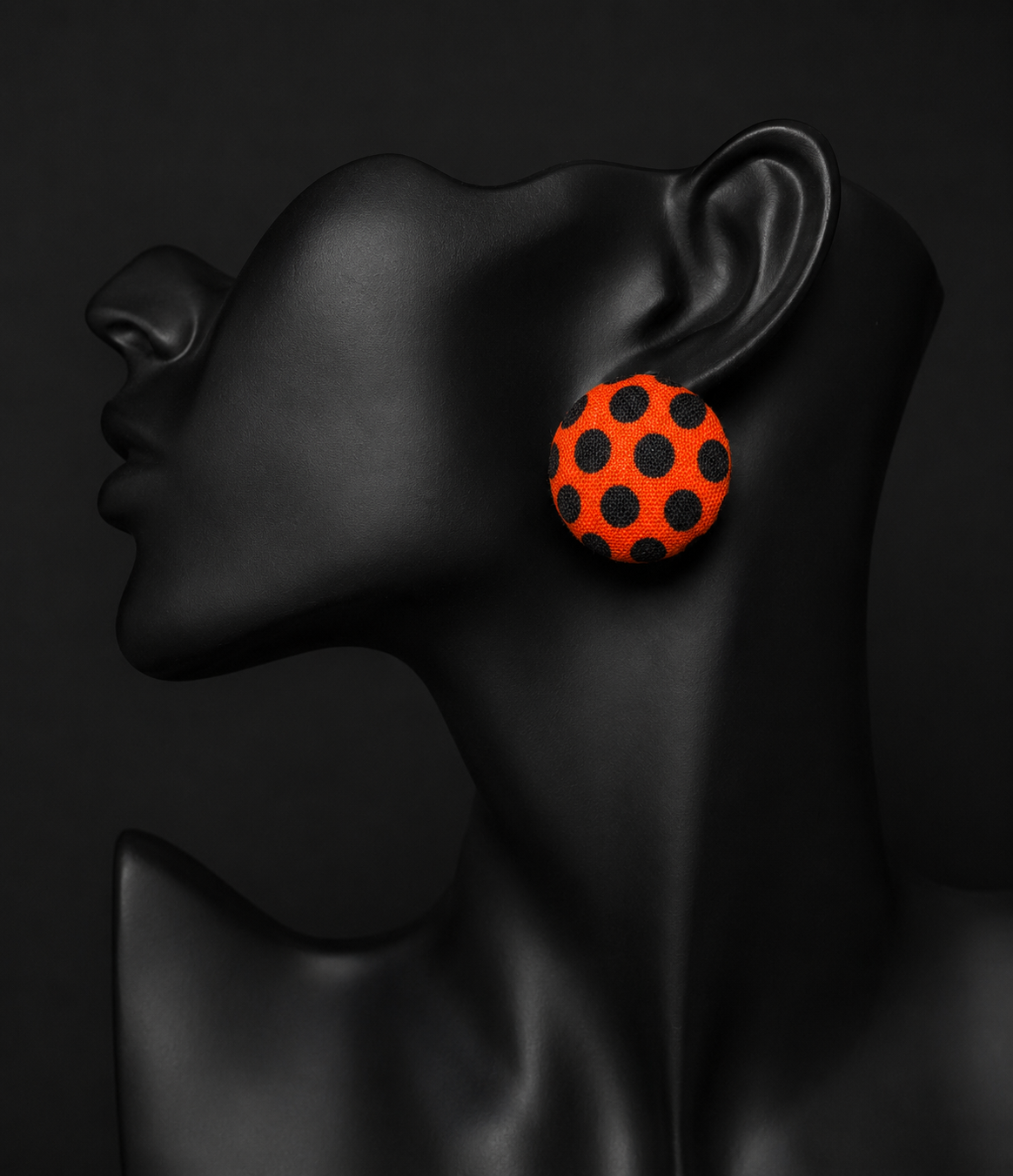 Orange Polka Dot Fabric Earrings
