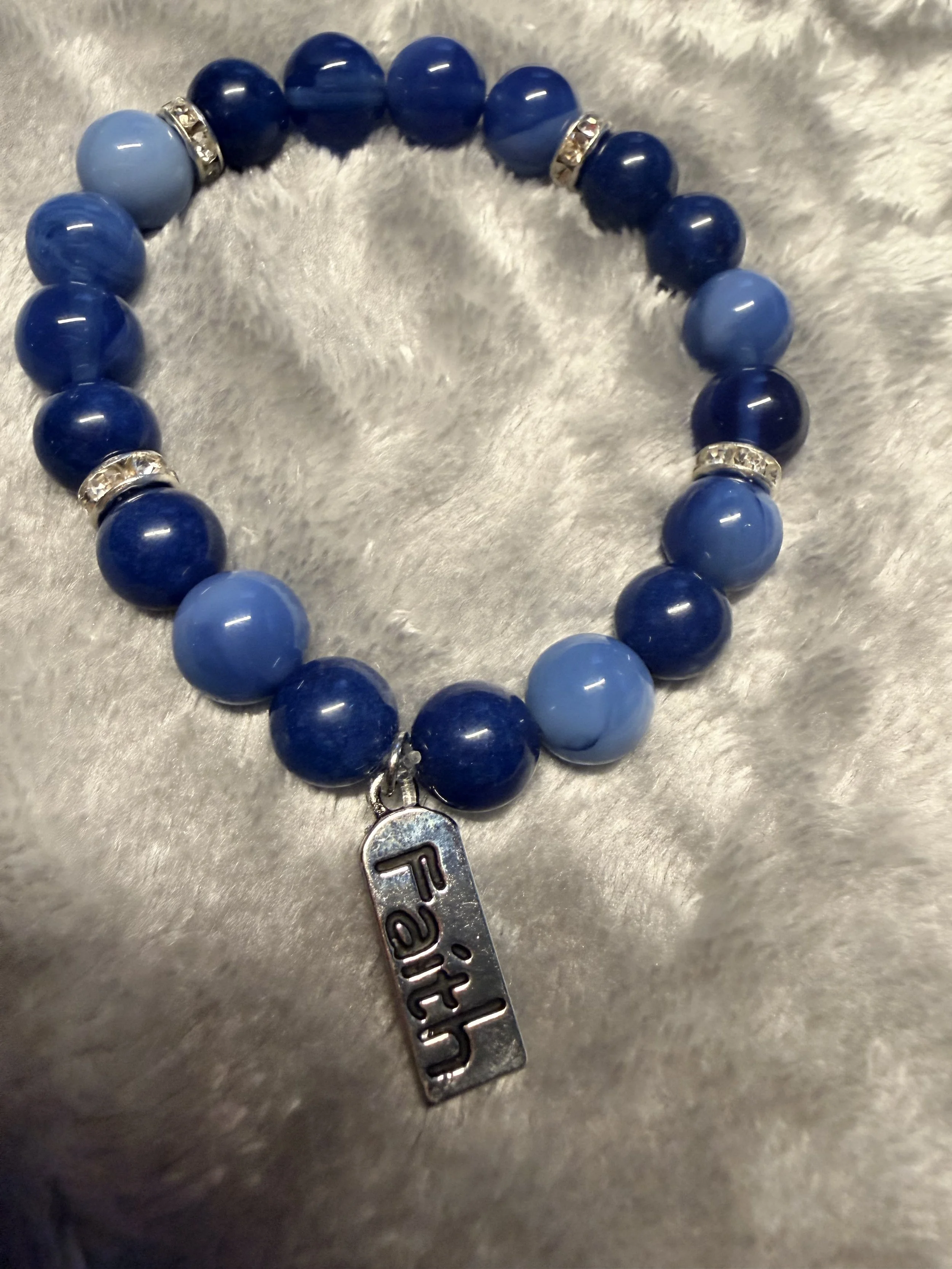 Blue Agate Beaded Bracelet