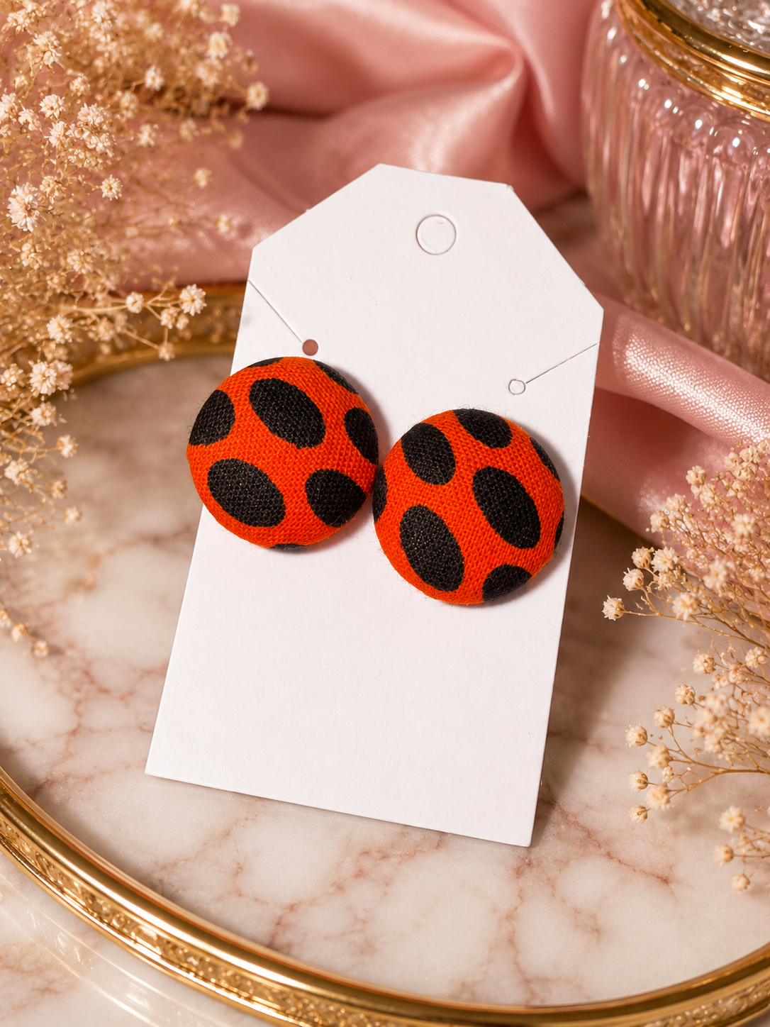 Small Polka Dot Fabric Earrings