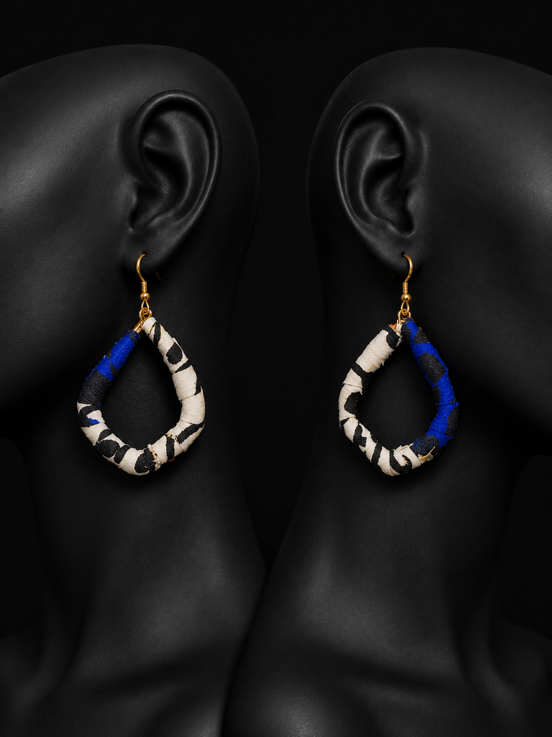 Black & Blue Artisan Wrapped Earrings