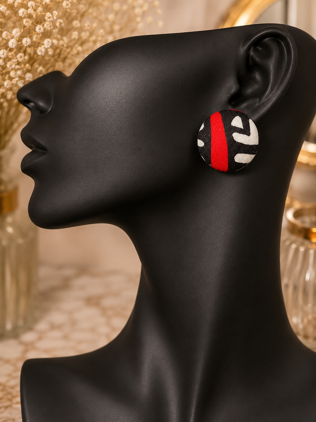 Handmade Tribal Print Button Earrings