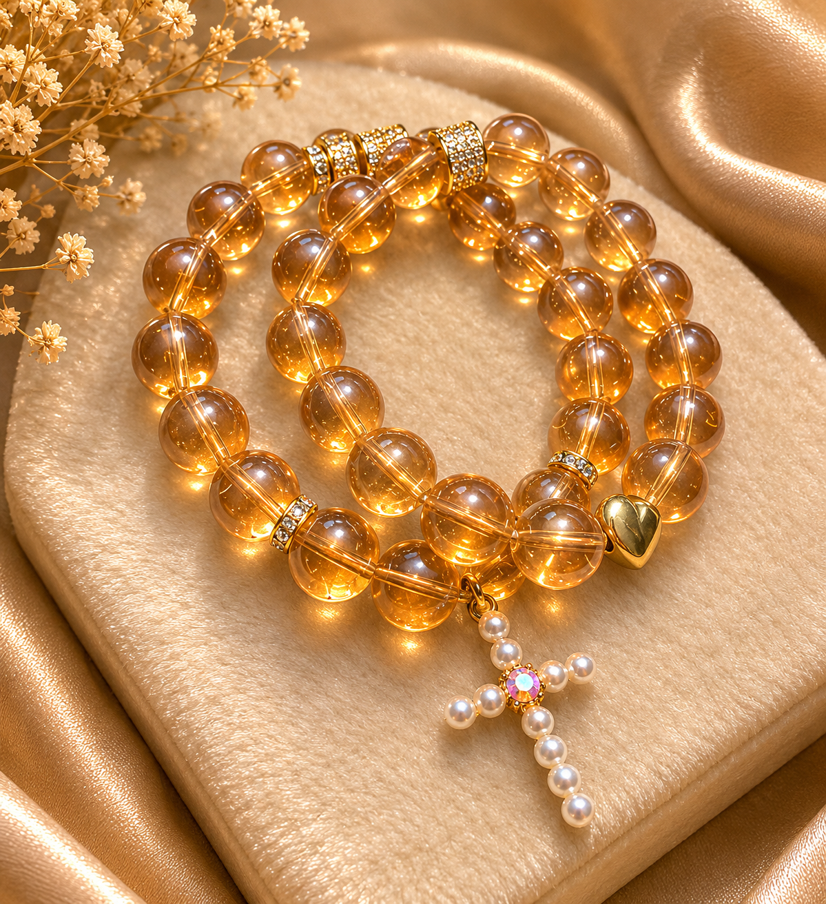 Gold Clear Beaded Stack