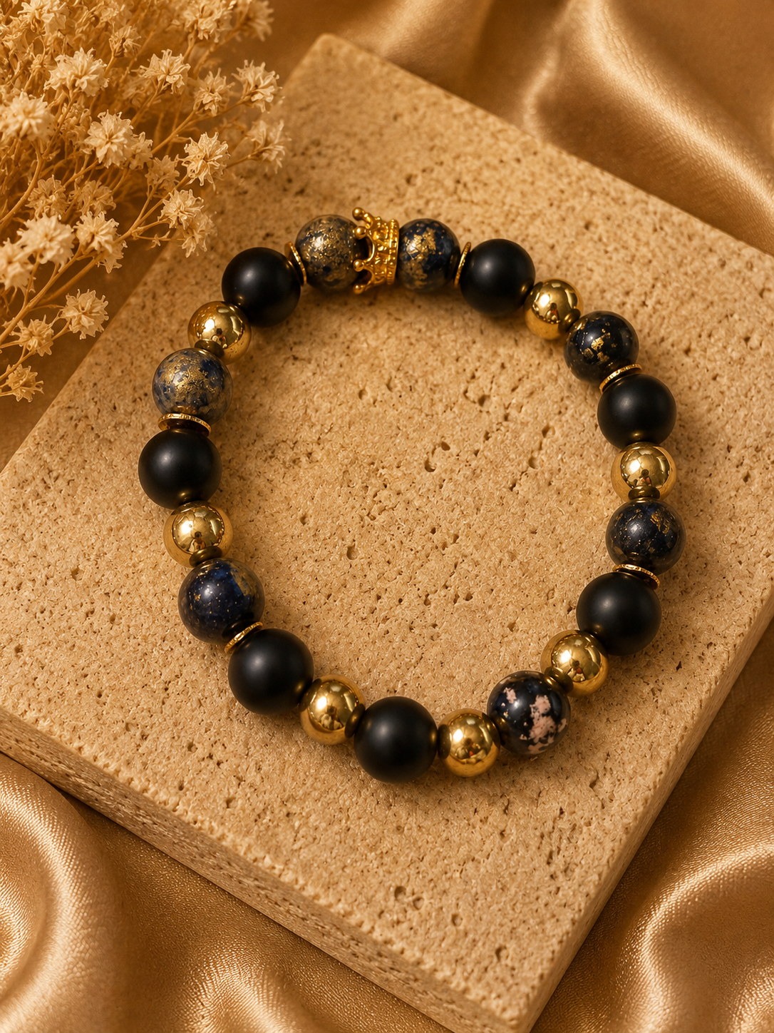 Men’s Black Onyx Beaded Bracelet