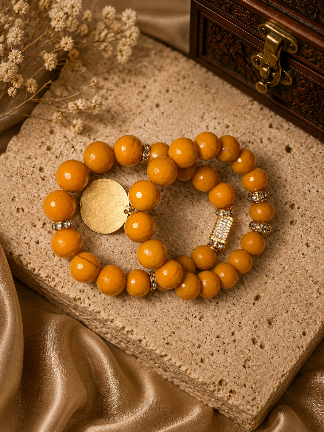Mustard Glow Pavé Bracelet Stack