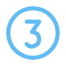 A blue circle with the number three inside.